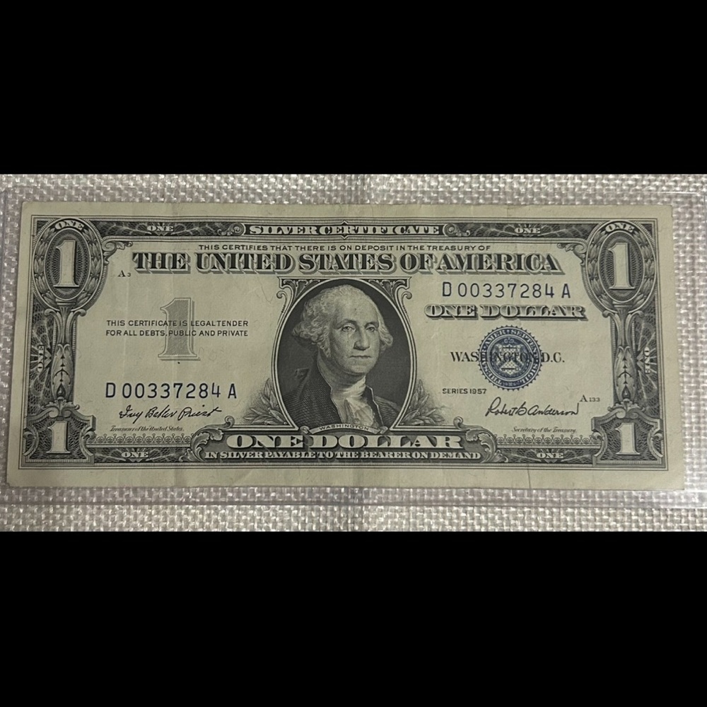 Vintage 1957 One Dollar Silver Certificate Blue Seal